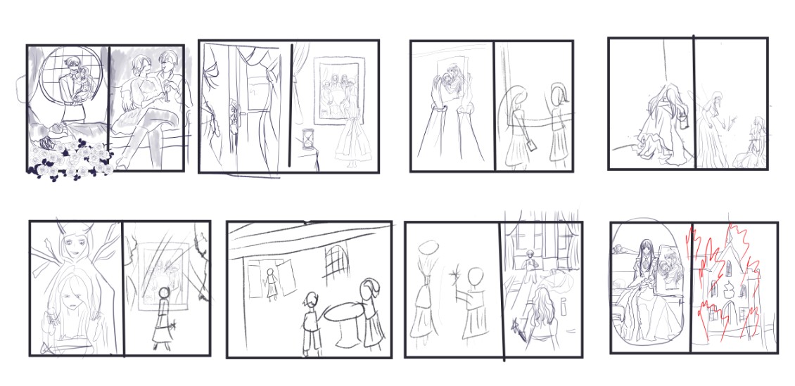 Storyboard version three, focused on Cinderella carrying out her revenge.
