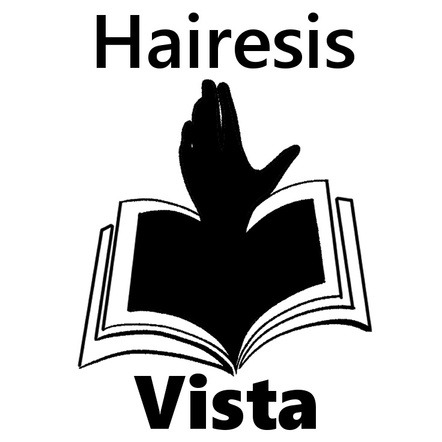 The HairesisVista brand logo: a praying hand rising from an open book, with the words Hairesis above and Vista below.