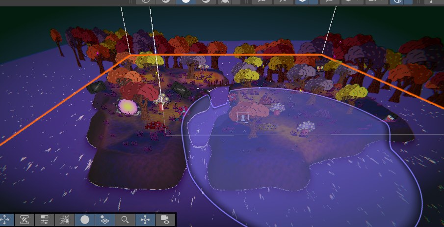 A compact round arena level for Viral Impact with warm lighting.